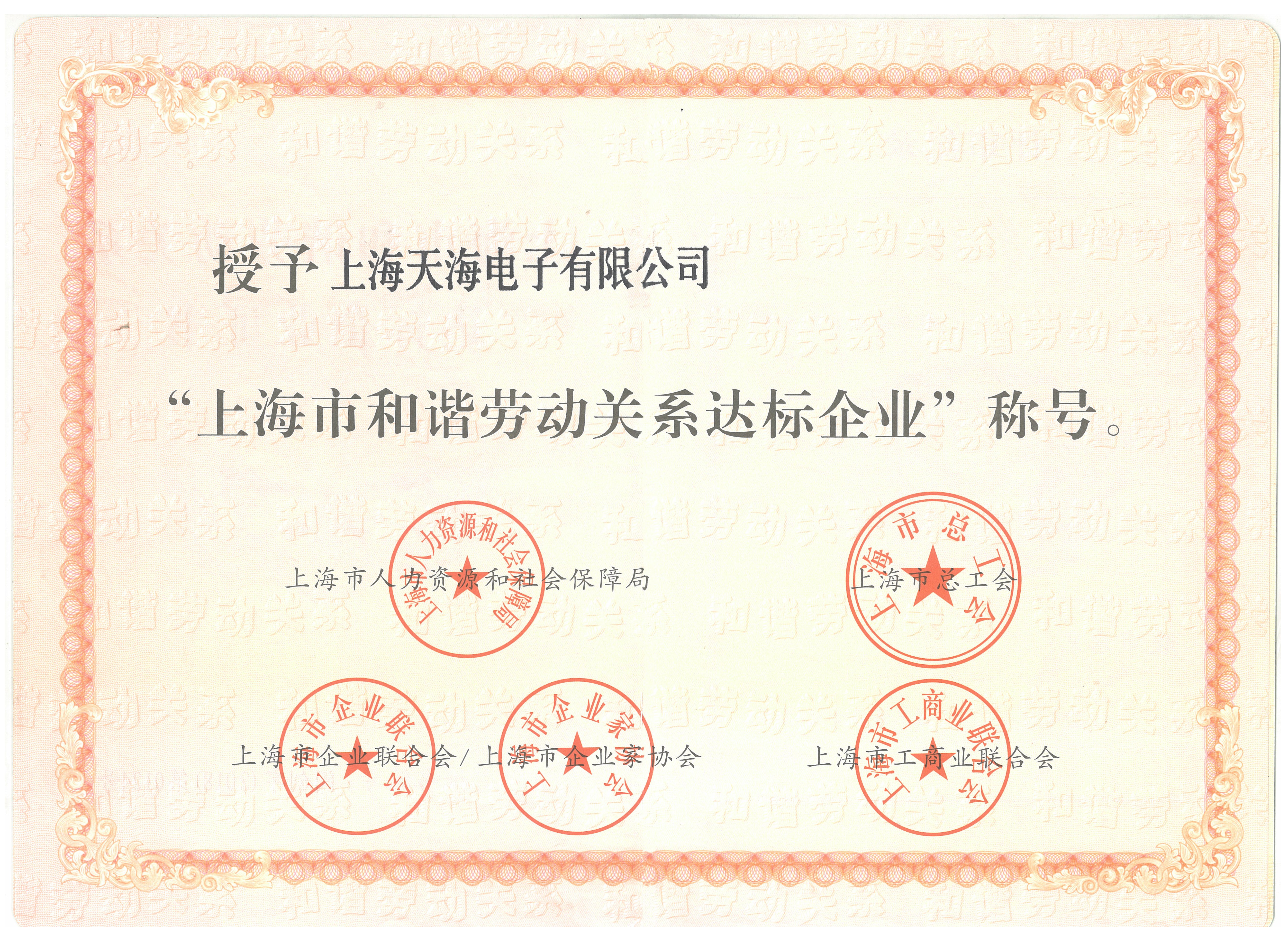 市勞動和諧達(dá)標(biāo)企業(yè)